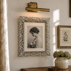 Vintage Metalcraft Silver Filigree Wall Picture Frame 8x10 Ornate Hanging Frame
